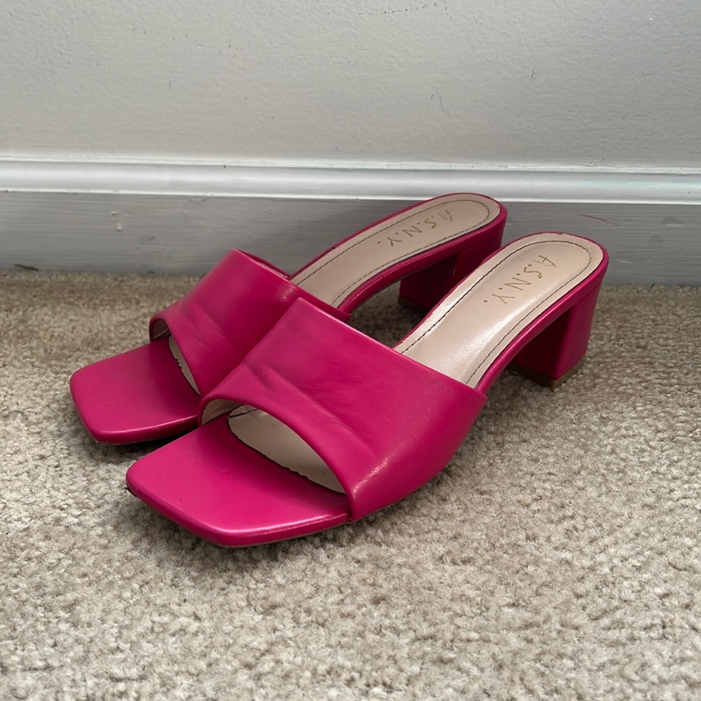 Pink chunky heel